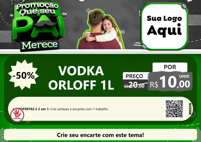 Modelo de Cartaz para Cartaz A4 Horizontal com o tema Promoção Que seu Pai Merece para Distribuidora de bebidas