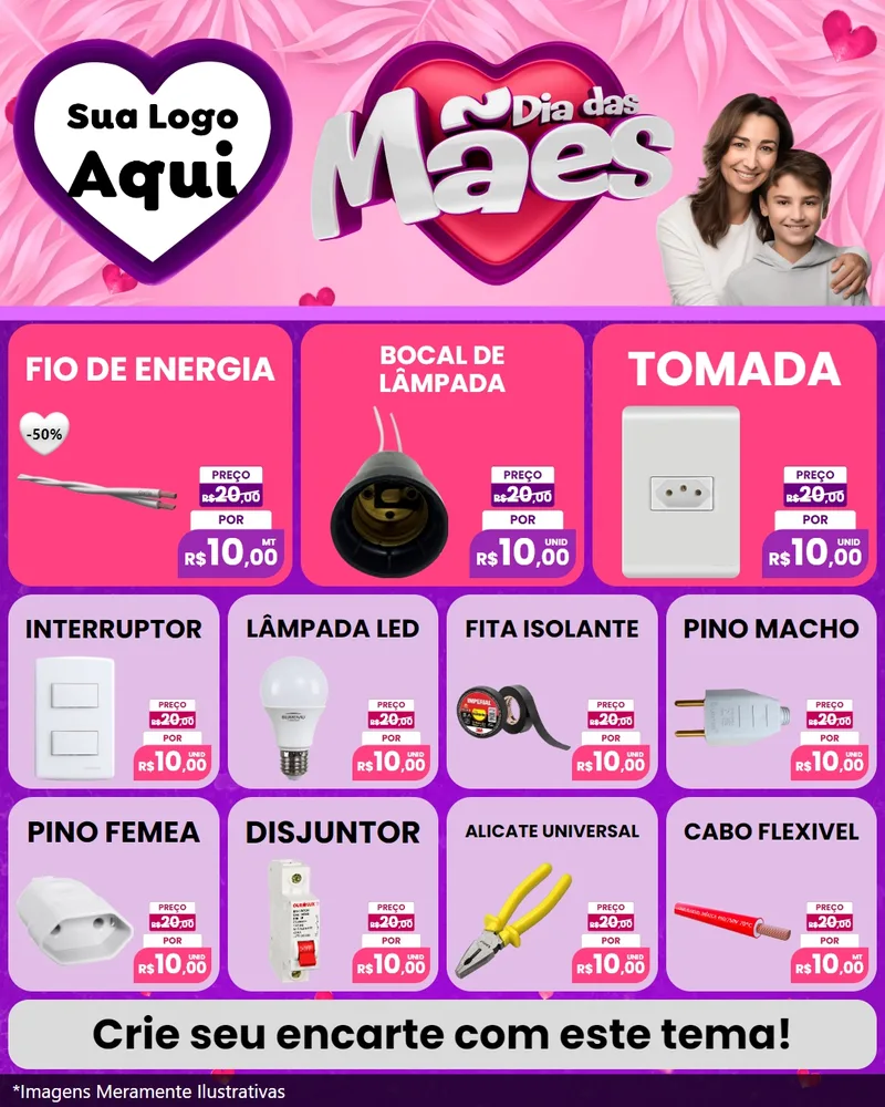 Modelo de Rede Social para Feed Instagram com o tema Dia das Mães para Materiais Elétricos