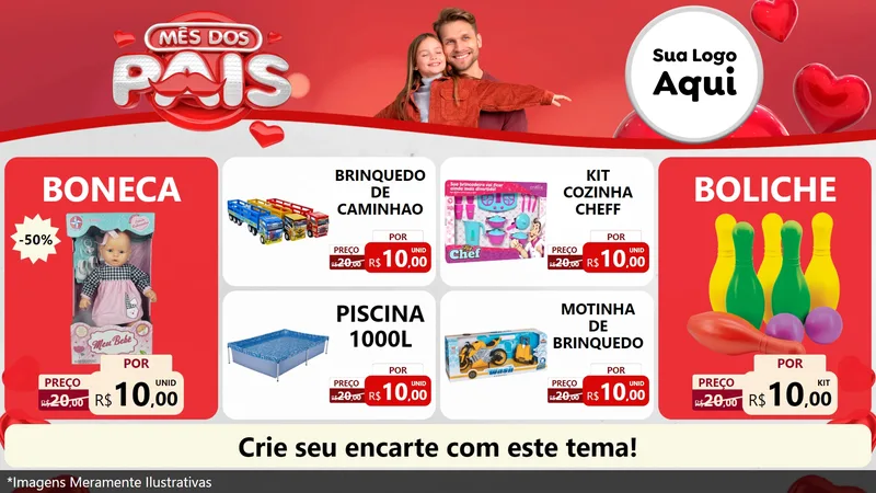 Modelo de TV para TV Horizontal com o tema Mês dos Pais para Brinquedos