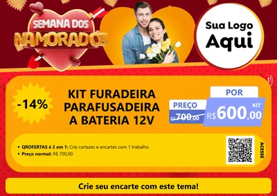Modelo de Cartaz para Cartaz A4 Horizontal com o tema Semana dos Namorados para Maquinas e Ferramentas