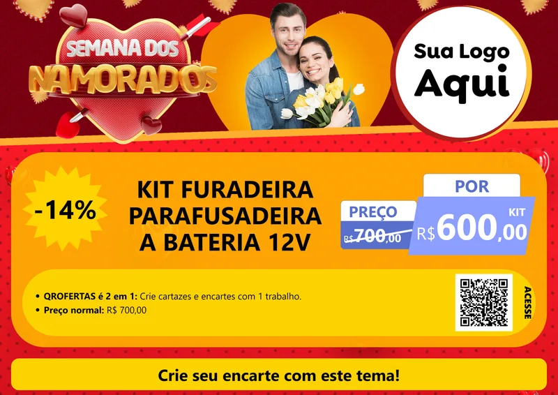 Modelo de Cartaz para Cartaz A4 Horizontal com o tema Semana dos Namorados para Maquinas e Ferramentas