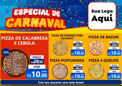 Modelo de Encarte para Encarte A4 Horizontal com o tema Especial de Carnaval para Pizzaria