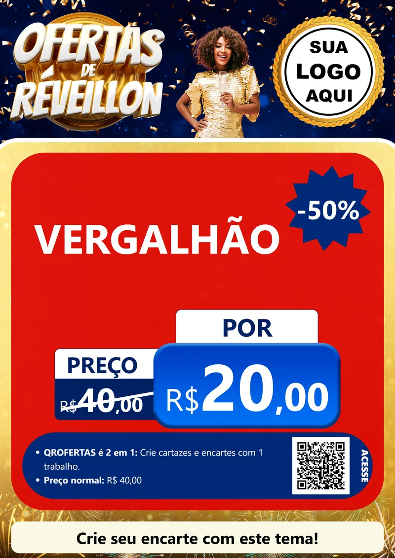 Modelo de Cartaz para Cartaz A4 Vertical com o tema Ofertas de Réveillon para Ferragens