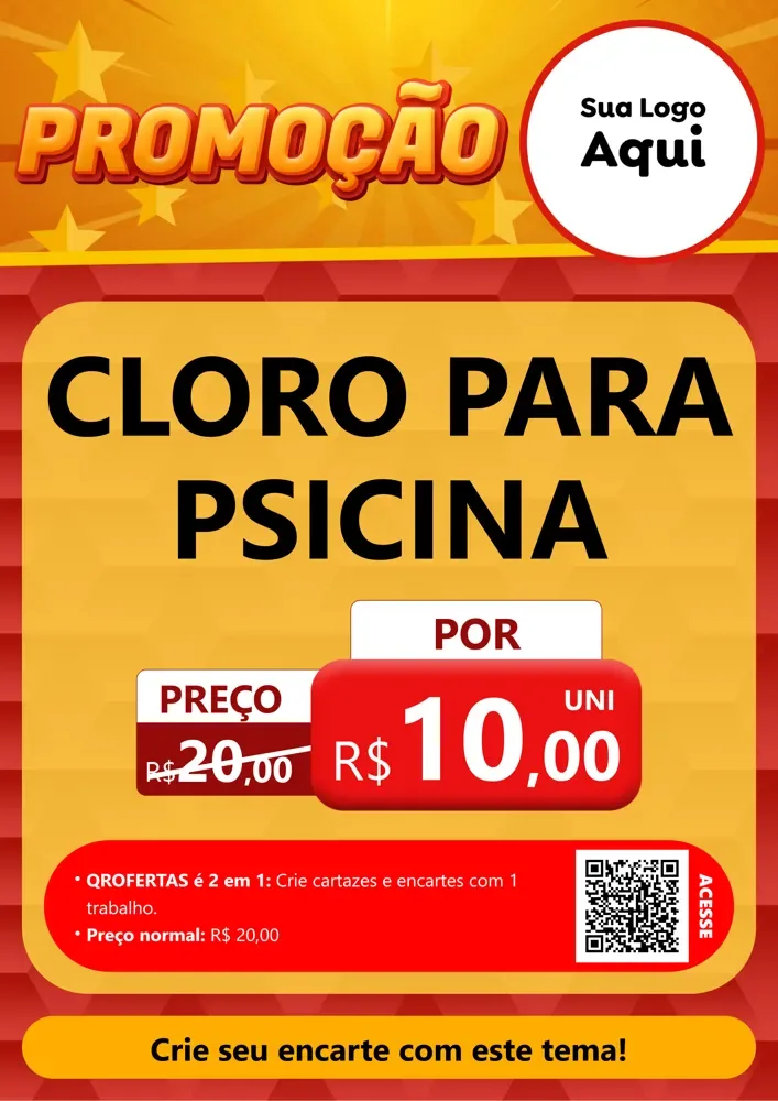 Modelo de Cartaz para Cartaz A4 Vertical com o tema Promoção para Produtos para Piscina