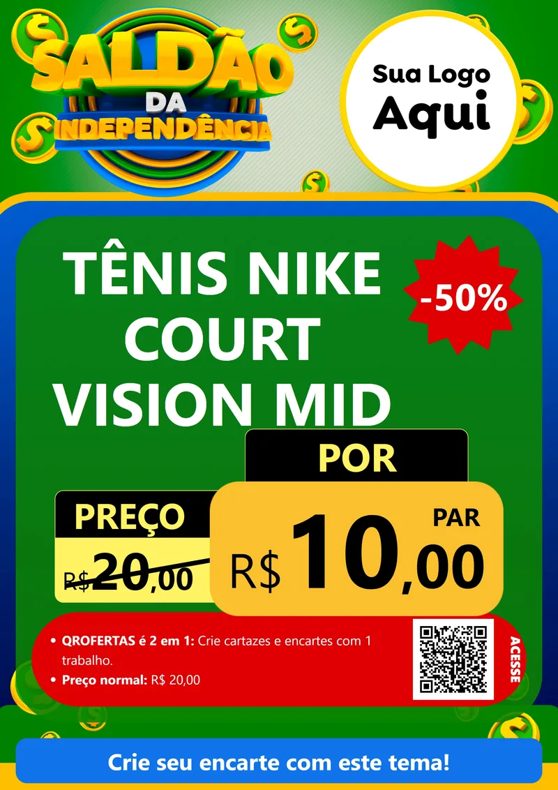 Modelo de Cartaz para Cartaz A4 Vertical com o tema Saldão da Indepêndencia para Calçados