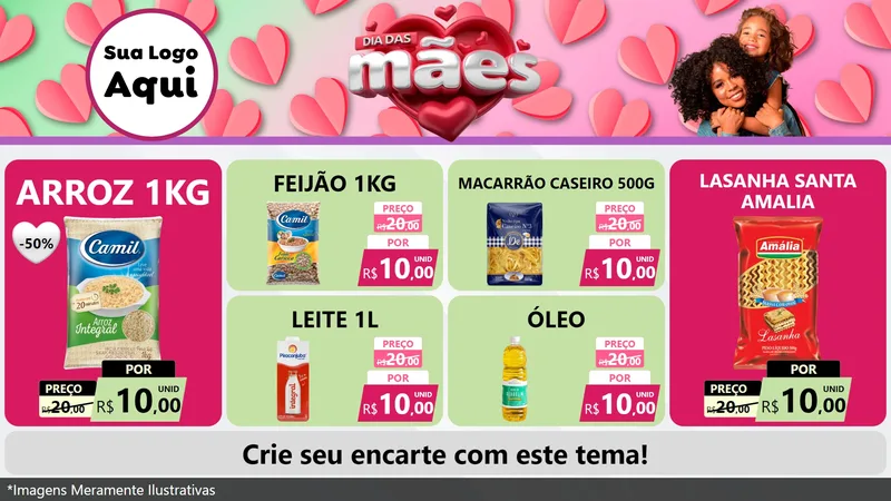 Modelo de TV para TV Horizontal com o tema Dia das Mães para Supermercado