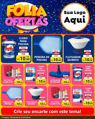 Modelo de Rede Social para Feed Instagram com o tema Folia de Ofertas para Produtos para Piscina