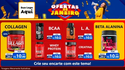 Modelo de TV para TV Horizontal com o tema Ofertas de Janeiro para Suplementos alimentares