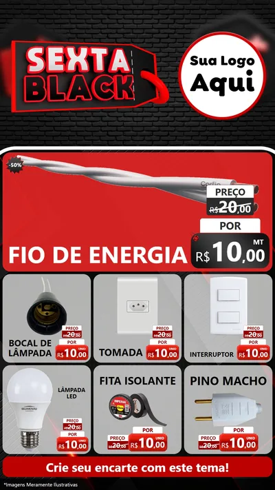Modelo de Rede Social para Stories com o tema Sexta Black para Materiais Elétricos