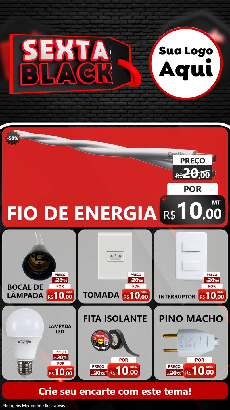 Modelo de Rede Social para Stories com o tema Sexta Black para Materiais Elétricos