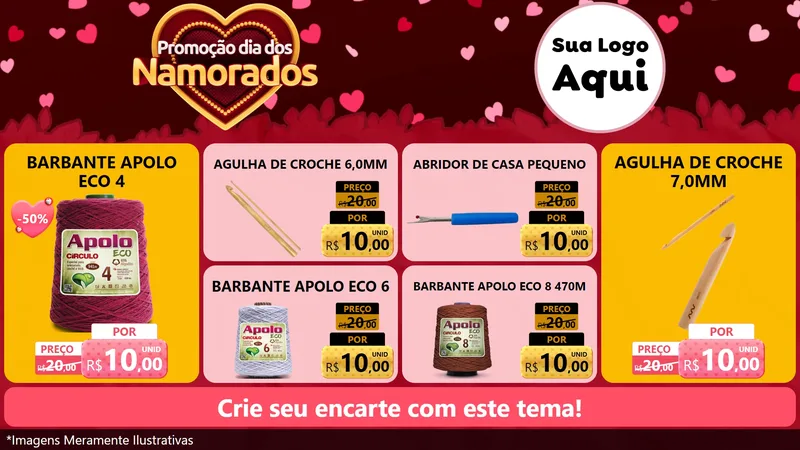 Modelo de TV para TV Horizontal com o tema Promoção Dia Dos Namorados para Armarinho e Aviamentos