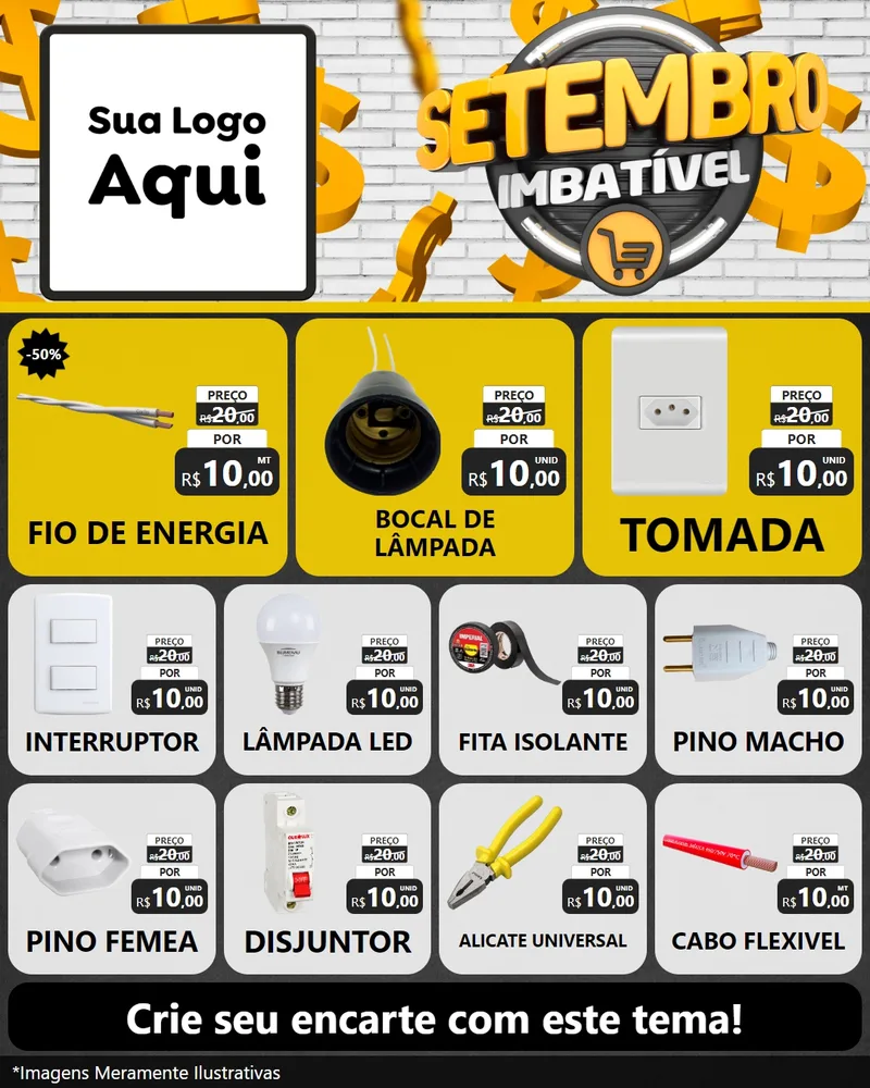 Modelo de Rede Social para Feed Instagram com o tema Setembro Imbatível para Materiais Elétricos