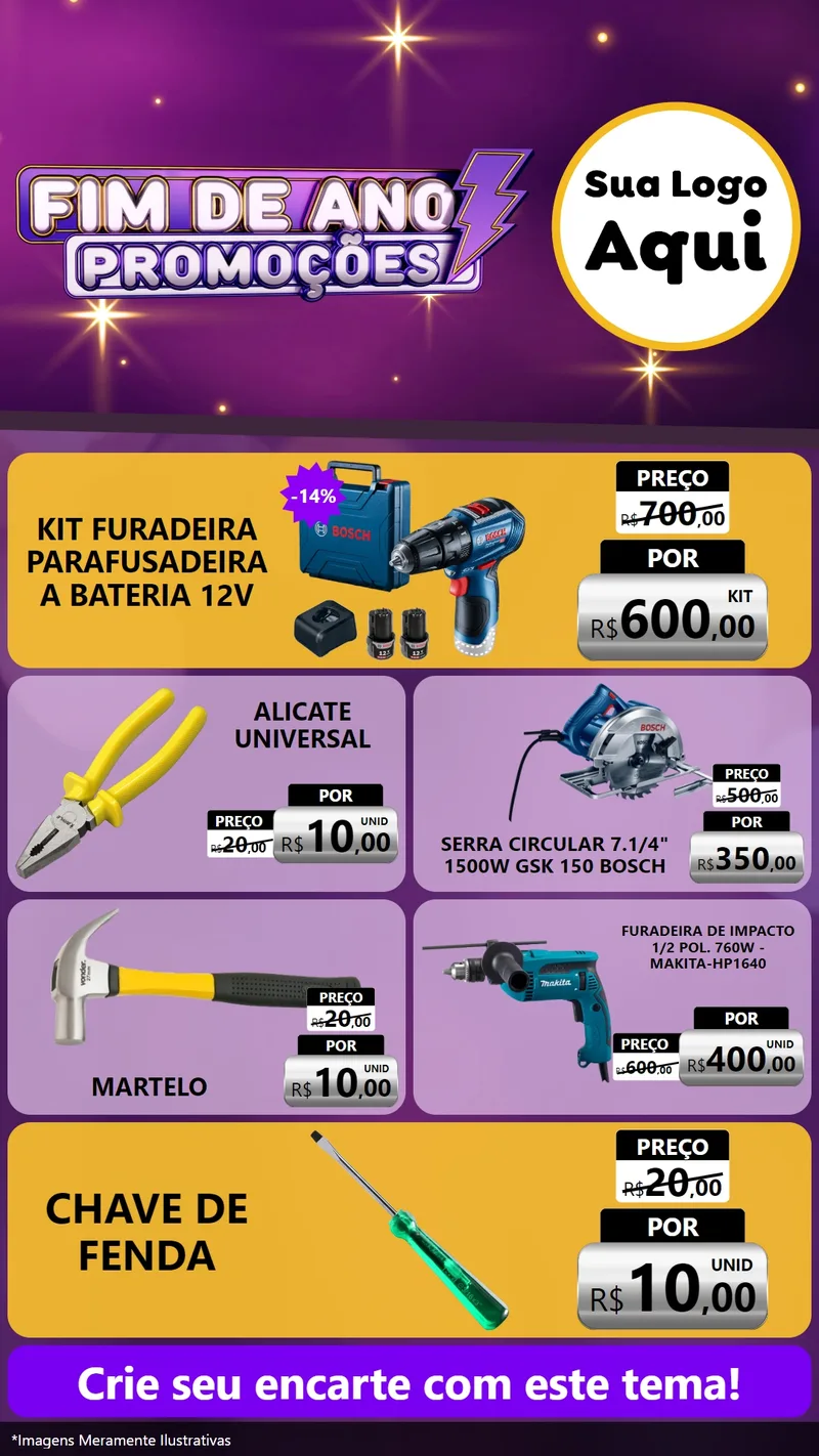 Modelo de TV para TV Vertical com o tema Fim de Ano Promoções para Maquinas e Ferramentas