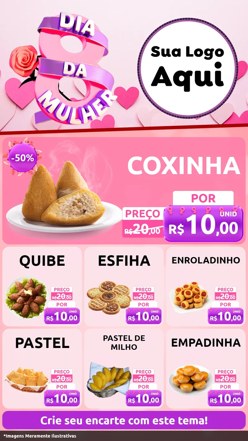 Modelo de Rede Social para Stories com o tema Dia da Mulher para Salgadaria