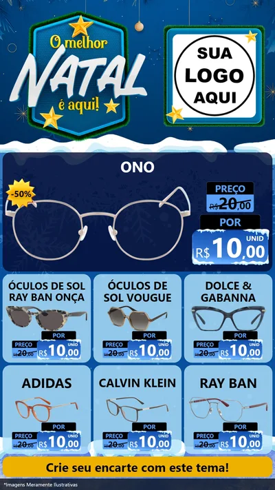 Modelo de Rede Social para Stories com o tema O Melhor Natal É Aqui! para Óticas