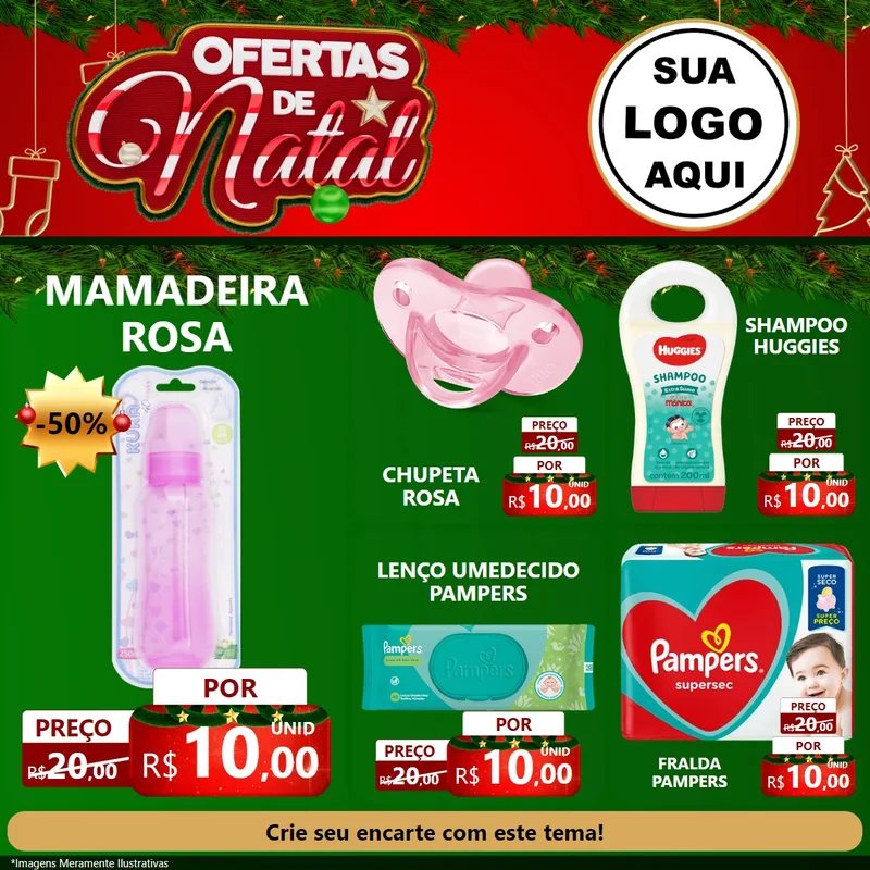 Modelo de Rede Social para Feed Facebook com o tema Ofertas de Natal para Bebês