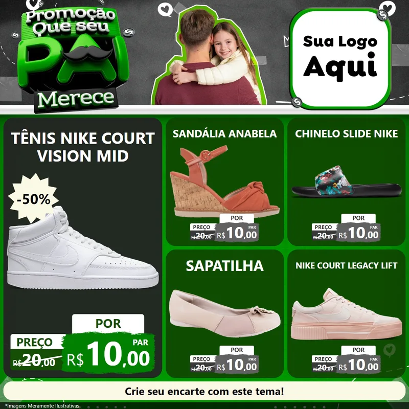 Modelo de Rede Social para Feed Facebook com o tema Promoção Que seu Pai Merece para Calçados