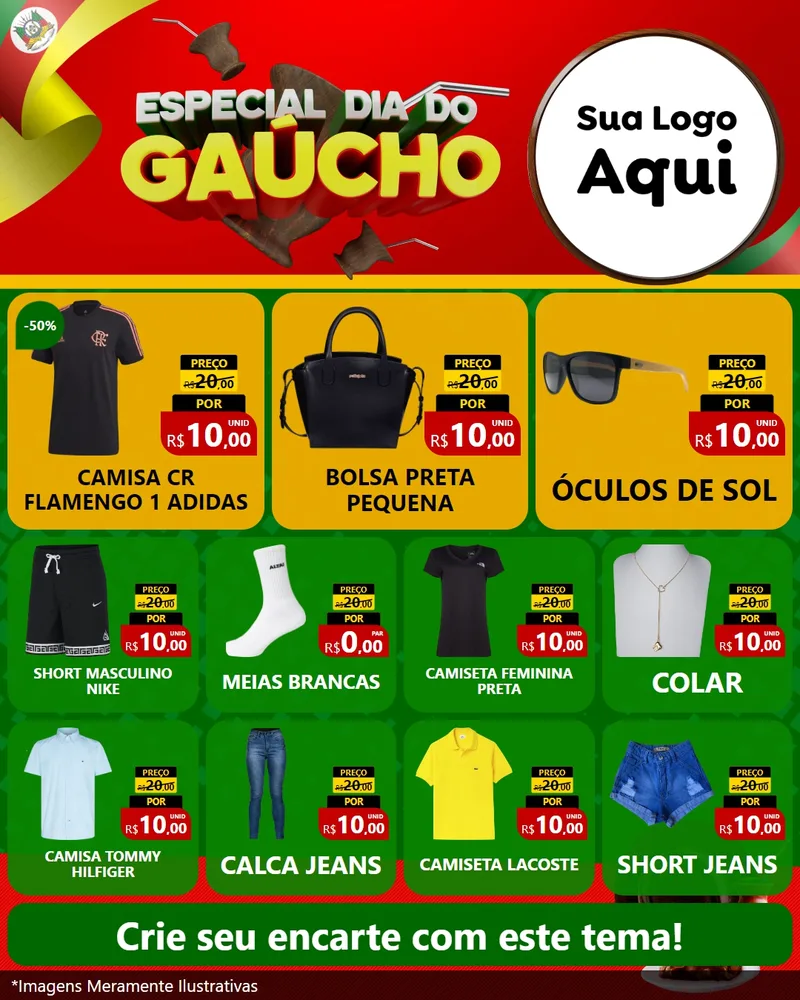 Modelo de Rede Social para Feed Instagram com o tema Especial Dia do Gaúcho para Roupas e acessórios