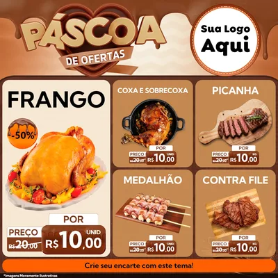 Modelo de Rede Social para Feed Facebook com o tema Páscoa de Ofertas para Assados