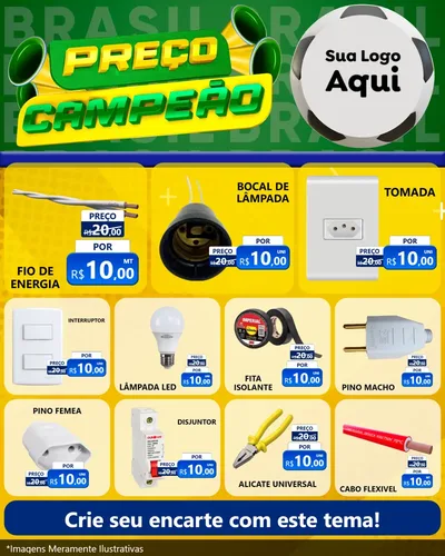 Modelo de Rede Social para Feed Instagram com o tema Preço Campeão - Copa para Materiais Elétricos