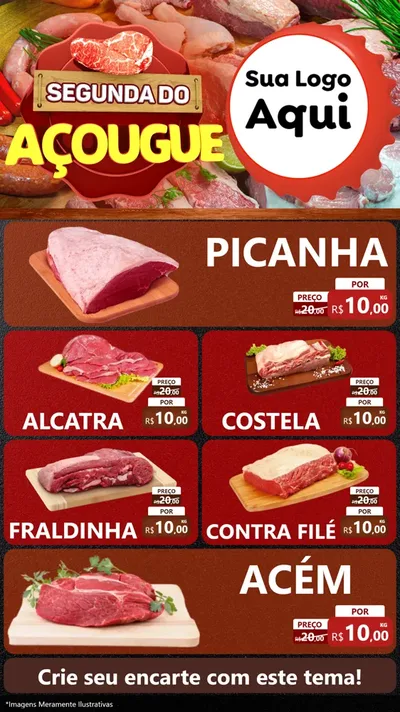 Modelo de TV para TV Vertical com o tema Segunda do Açougue para Açougue