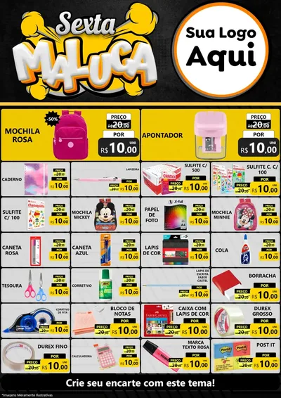 Modelo de Encarte para Encarte A4 Vertical com o tema Sexta Maluca para Papelaria