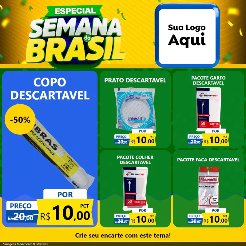 Modelo de Rede Social para Feed Facebook com o tema Especial Semana do Brasil para Embalagens