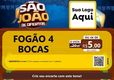 Modelo de Cartaz para Cartaz A4 Horizontal com o tema São João Ofertas Imbatíveis! - Junina para Móveis e Eletro