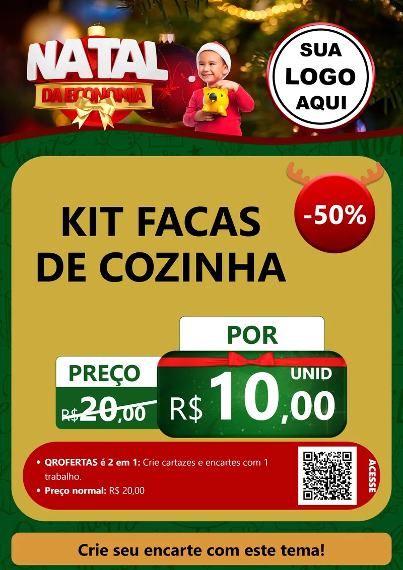 Modelo de Cartaz para Cartaz A4 Vertical com o tema Natal da Economia para Utilidades Domésticas