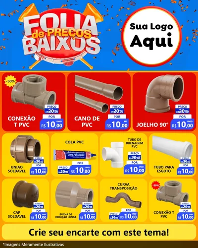 Modelo de Rede Social para Feed Instagram com o tema Folia de Preços Baixos para Tubos e conexões
