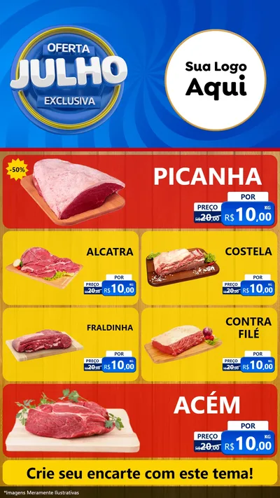 Modelo de TV para TV Vertical com o tema Oferta Exclusiva, Julho para Açougue