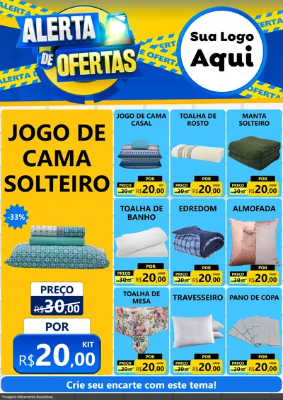 Modelo de Encarte para Encarte A4 Vertical com o tema Alerta de Ofertas para Cama, Mesa e Banho