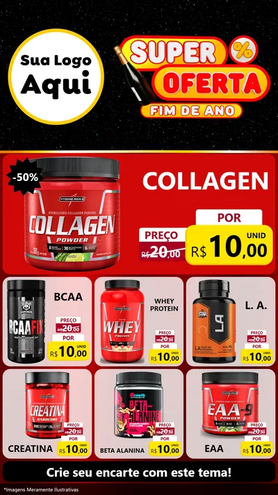 Modelo de Rede Social para Stories com o tema Super Oferta Fim de Ano para Suplementos alimentares