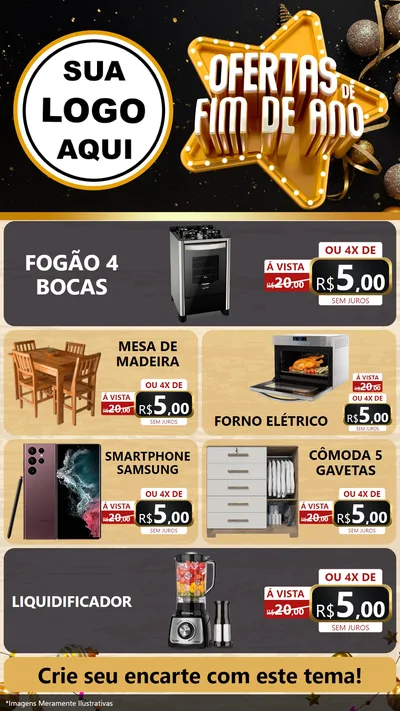 Modelo de TV para TV Vertical com o tema Ofertas de Fim de Ano para Móveis e Eletro
