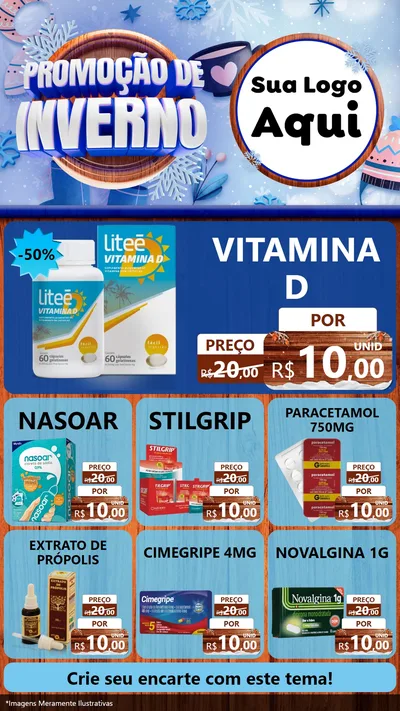 Modelo de Rede Social para Stories com o tema Promoção de Inverno para Farmácia