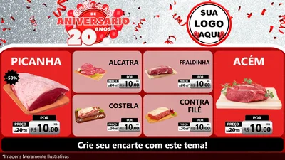 Modelo de TV para TV Horizontal com o tema Promoção de Aniversário - 20 Anos para Açougue