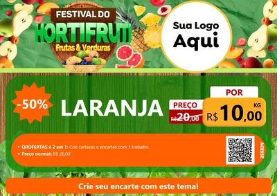 Modelo de Cartaz para Cartaz A4 Horizontal com o tema Festival do Hortifruti para Hortifrúti