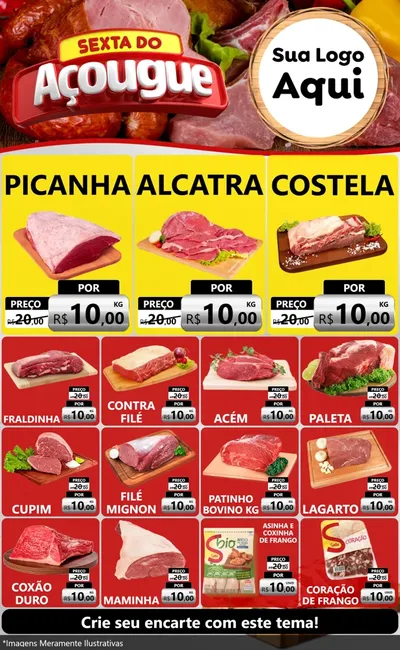 Modelo de Encarte para Encarte Grande com o tema Sexta do Açougue para Açougue