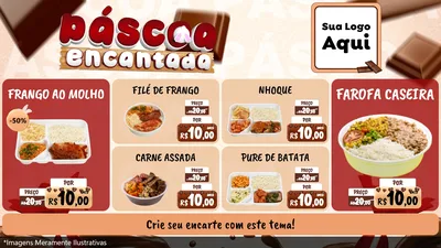Modelo de TV para TV Horizontal com o tema Páscoa Encantada para Restaurante
