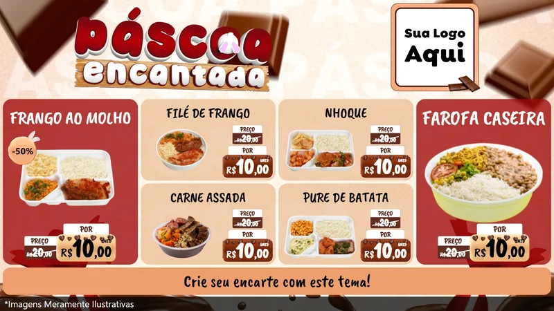 Modelo de TV para TV Horizontal com o tema Páscoa Encantada para Restaurante