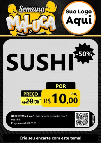 Modelo de Cartaz para Cartaz A4 Vertical com o tema Semana Maluca para Comida japonesa