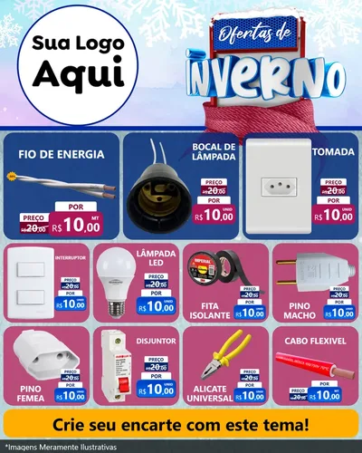 Modelo de Rede Social para Feed Instagram com o tema Ofertas de Inverno para Materiais Elétricos