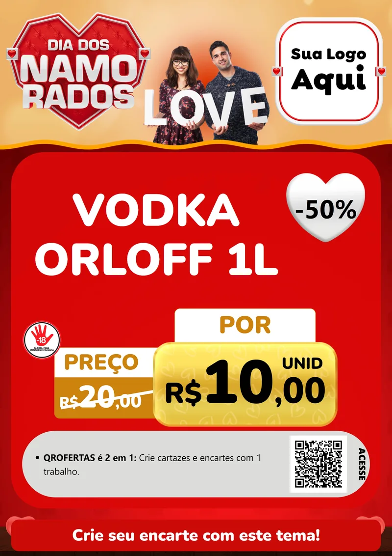 Modelo de Cartaz para Cartaz A4 Vertical com o tema Dia dos Namorados para Distribuidora de bebidas