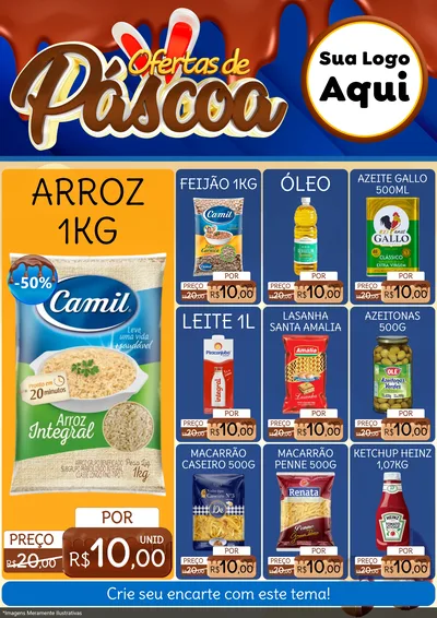 Modelo de Encarte para Encarte A4 Vertical com o tema Ofertas de Páscoa para Supermercado