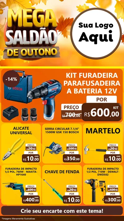 Modelo de Rede Social para Stories com o tema Mega Saldão de Outono para Maquinas e Ferramentas
