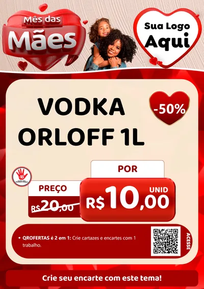 Modelo de Cartaz para Cartaz A4 Vertical com o tema Mês das Mães para Distribuidora de bebidas
