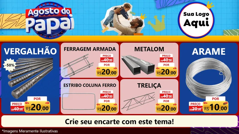 Modelo de TV para TV Horizontal com o tema Agosto do Papai para Ferragens