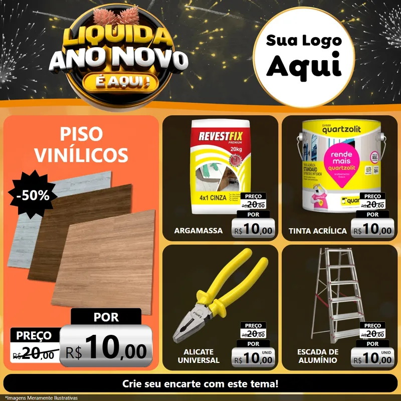 Modelo de Rede Social para Feed Facebook com o tema Liquida Ano Novo É Aqui! para Material para Construção