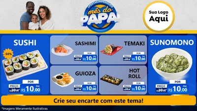 Modelo de TV para TV Horizontal com o tema Ofertas Imperdíveis Mês Do Papai para Comida japonesa