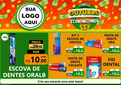 Modelo de Encarte para Encarte A4 Horizontal com o tema Comece Outubro Economizando para Higiene Pessoal